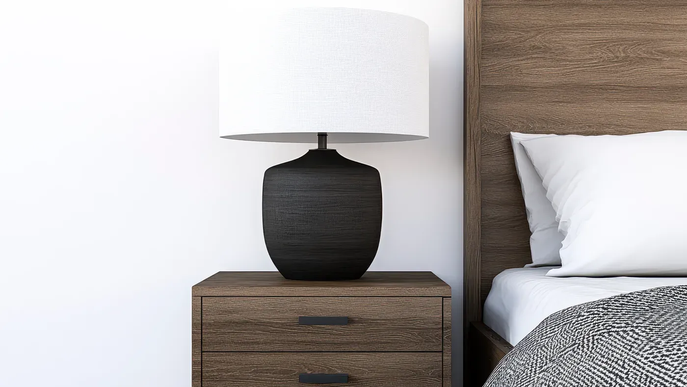 Sängbord med lampa